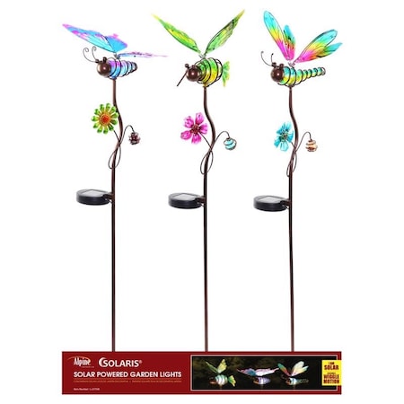 Solaris Multicolored Glass/Metal 36 In. H Butterfly/Hummingbird/Dragonfly Outdoor Garden Stak, 9PK